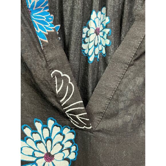 LOFT ladies medium semi sheer‎ floral long sleeve Black/Blue - Picture 4 of 7